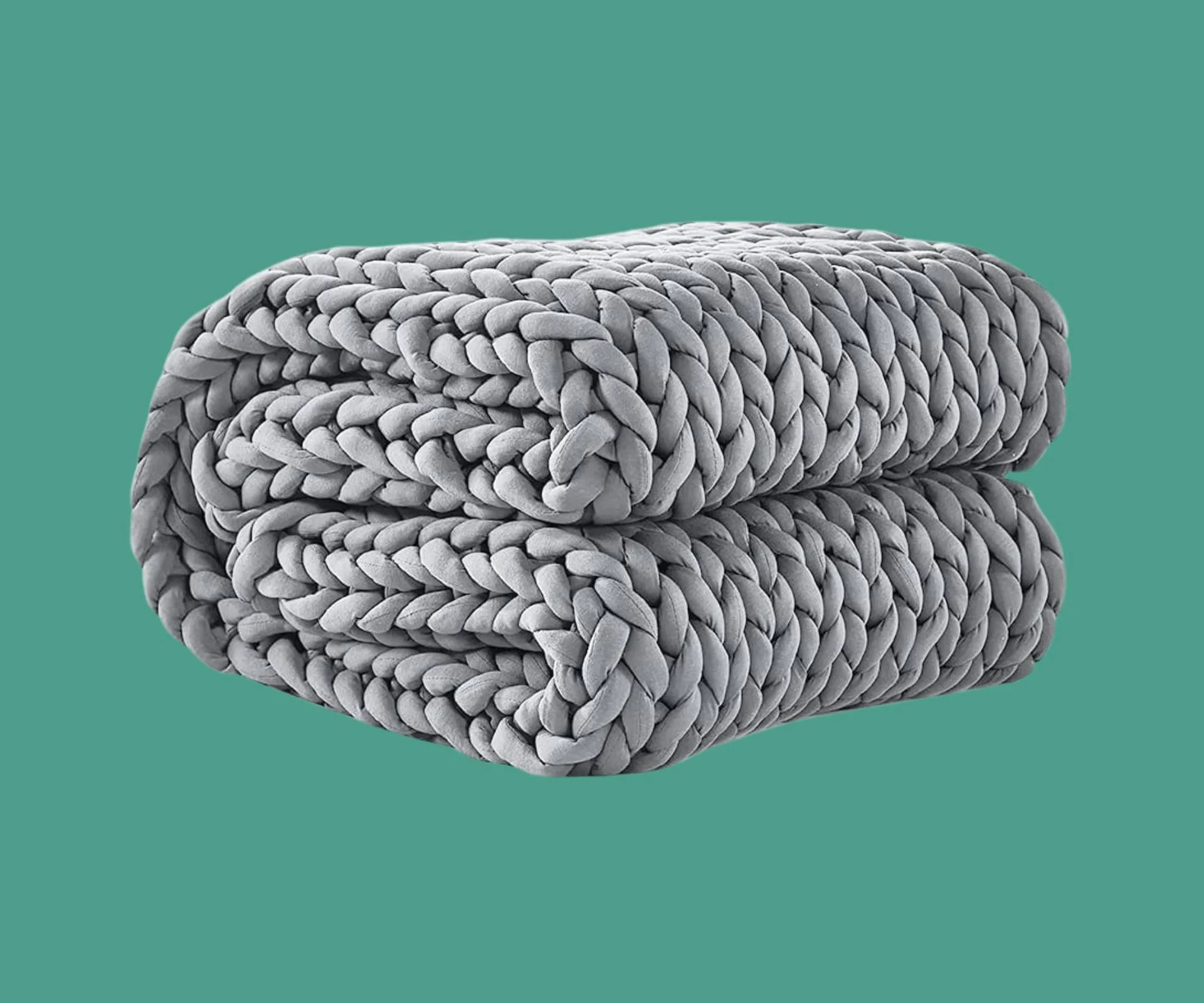 chunky knit weighted blanket in grey