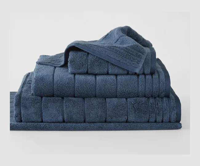 A set of blue bath towels