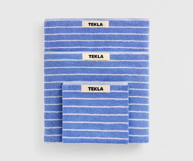Blue and white striped towels