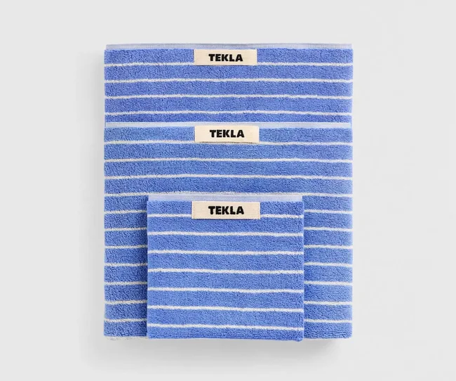Blue and white striped towels