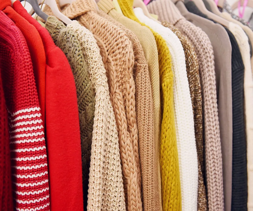Winter woollies in a wardrobe