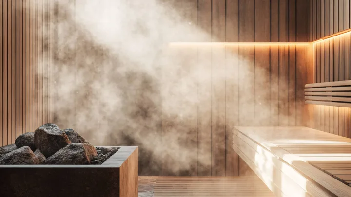 Inside a sauna