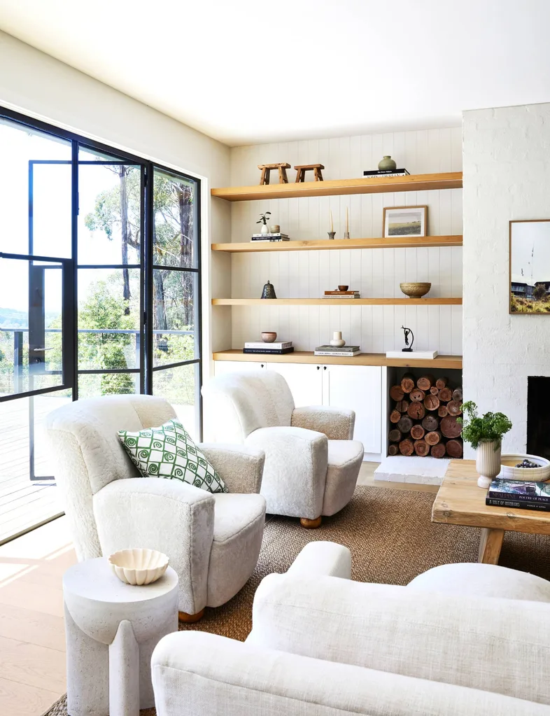 lounger with books on shelves