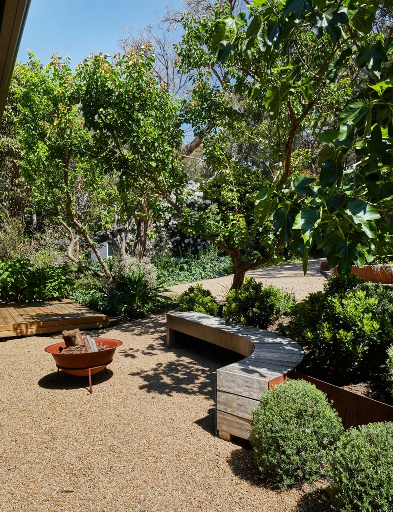 outside garden with fire pit
