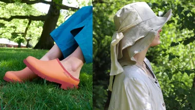 Gardening clogs and a sunhat