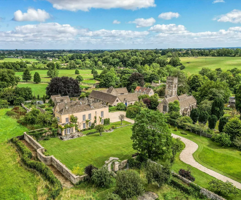 Aerial view of the Pride and Prejudice house