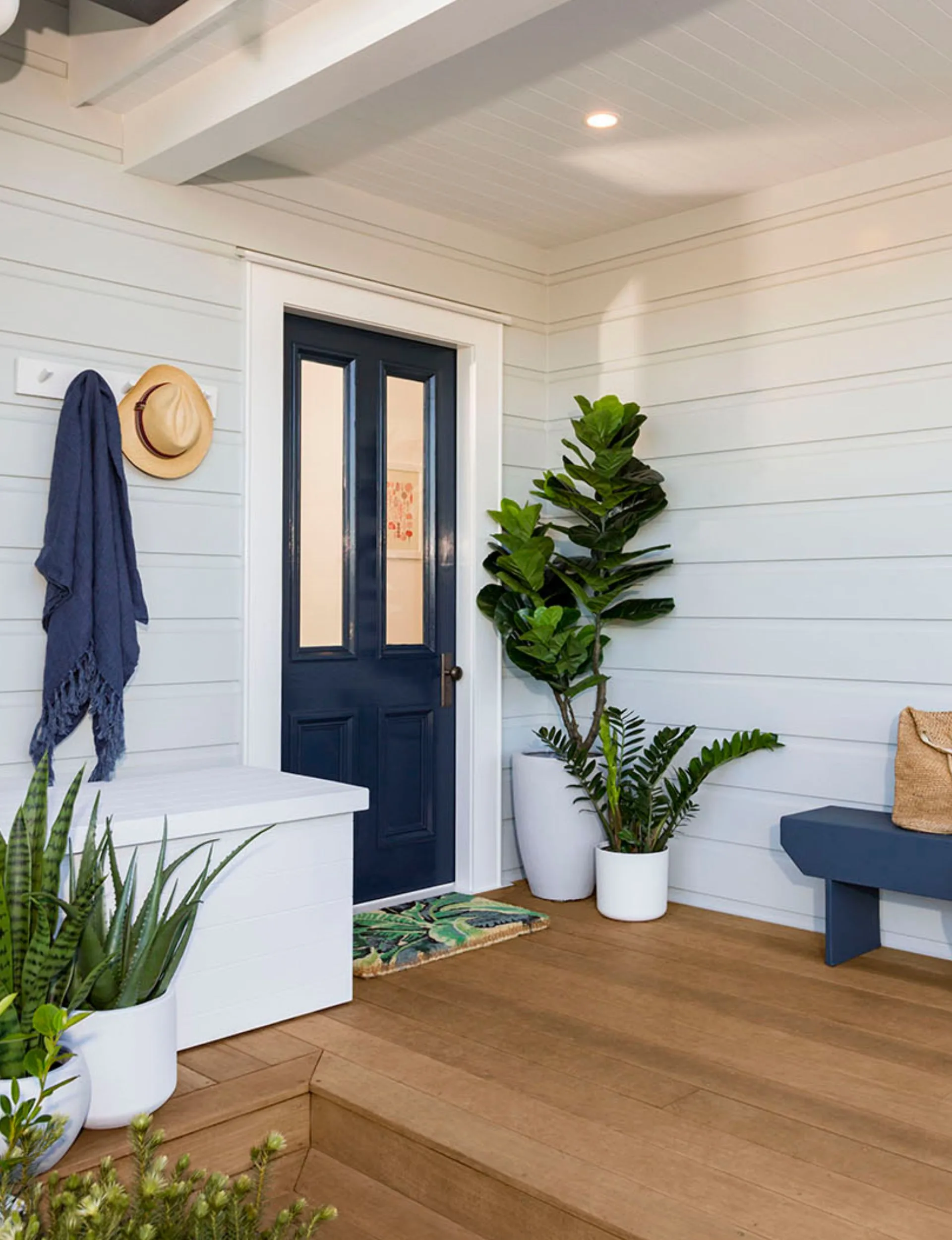 A blue front door 