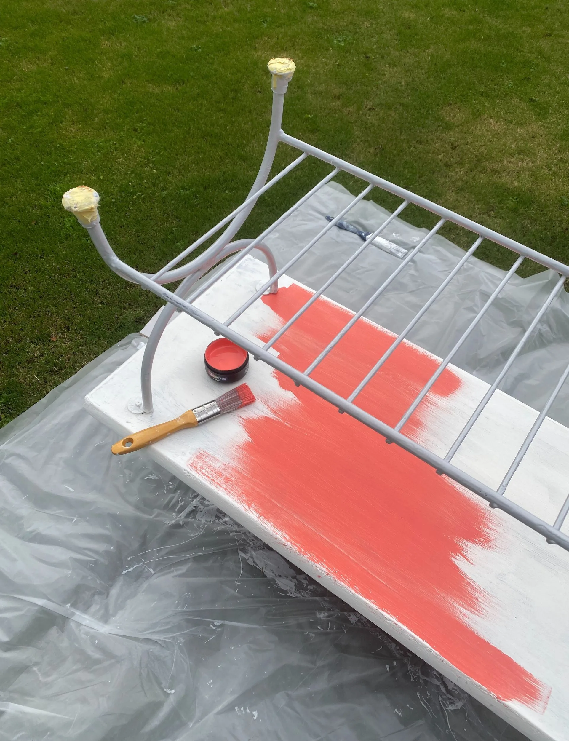 Second step, we sanded and painted the coffee table