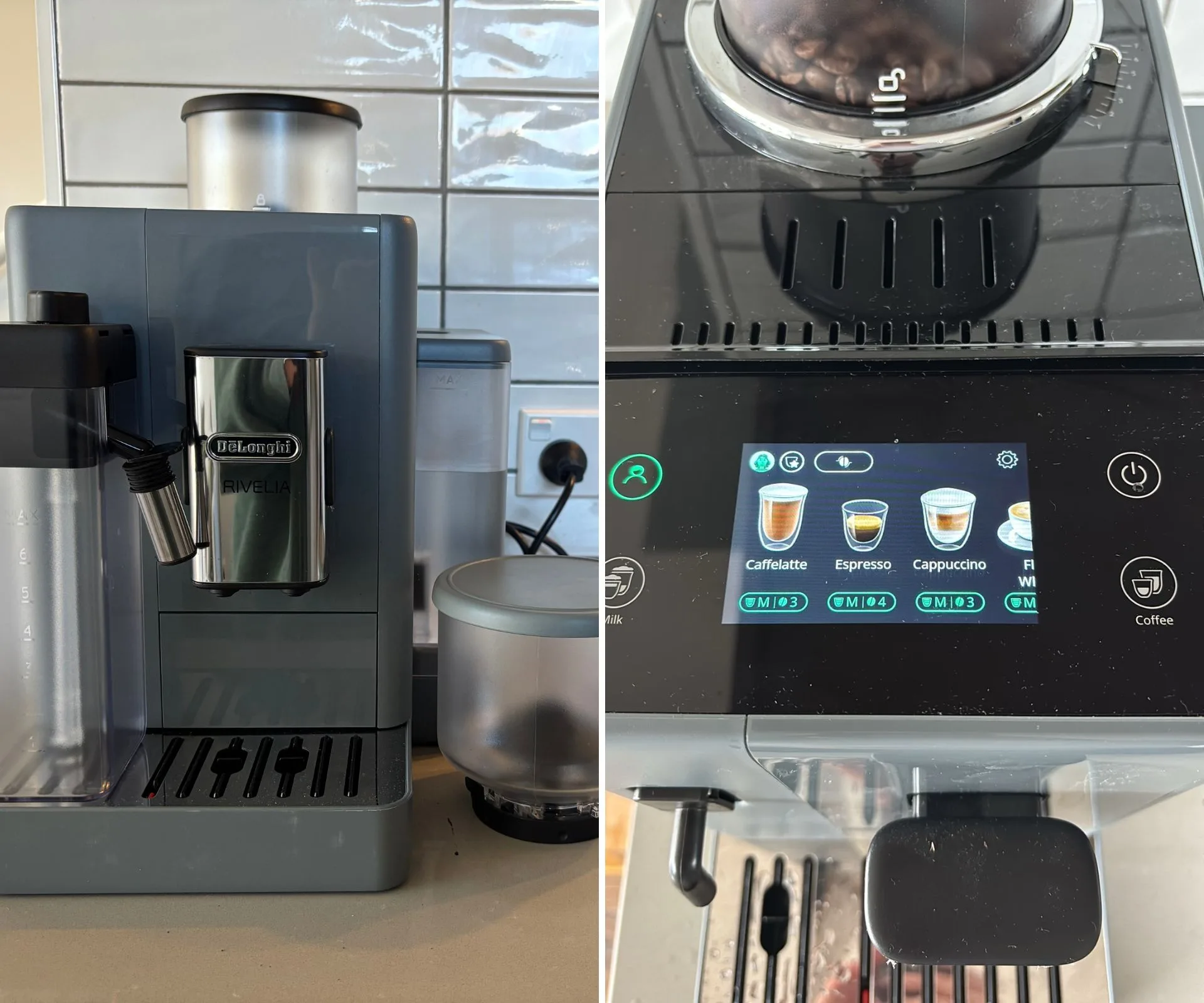 A side by side of the Rivelia and a close up of its personalised settings