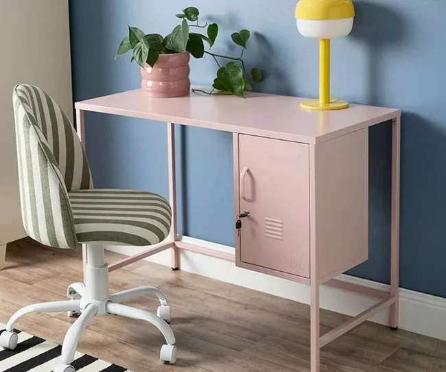 Pink storage locker desk