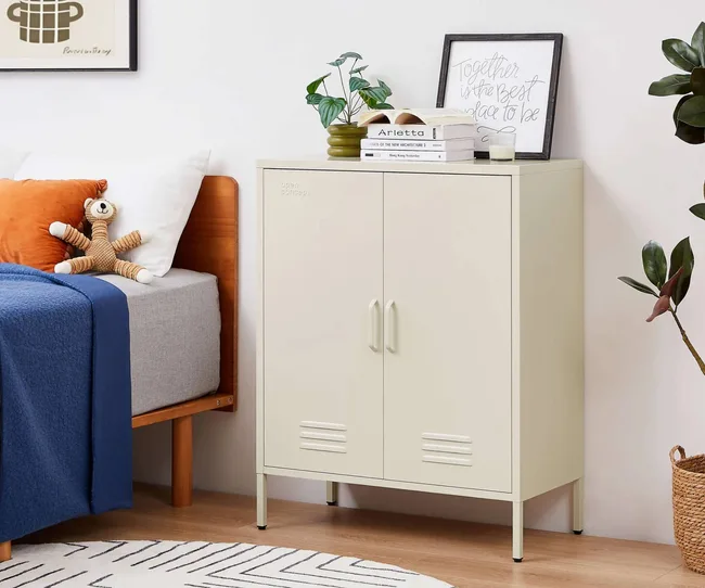 Cream storage locker cabinet