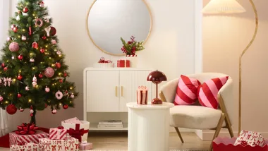 Kmart Christmas decorations in a living room