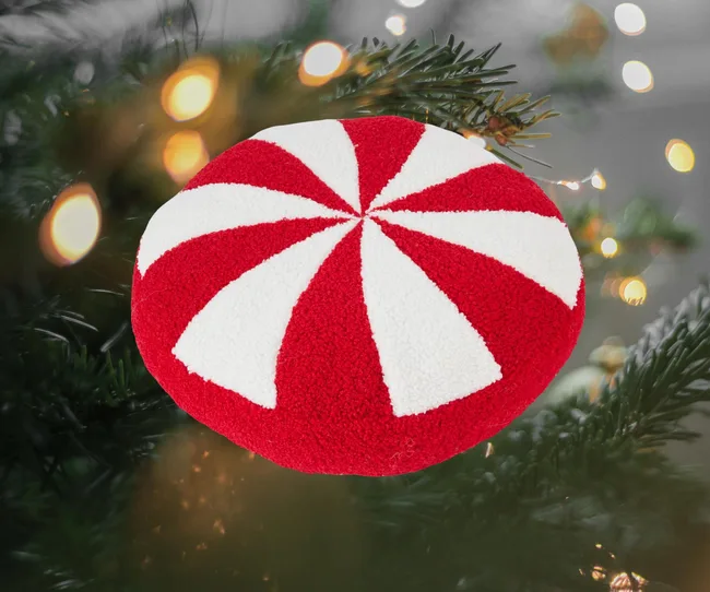 40cm Candy Cane Round Cushion