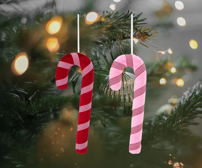Large Fabric Candy Cane Decoration