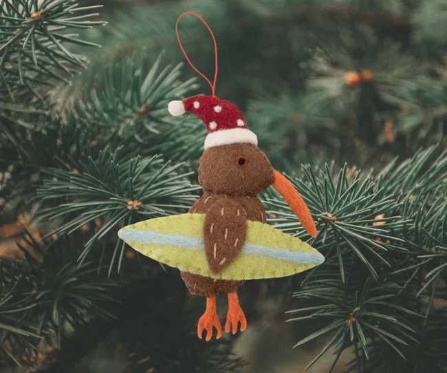 Surfing Kiwi Christmas decoration