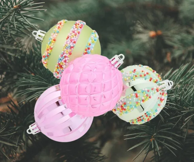 Pastel baubles Christmas decorations