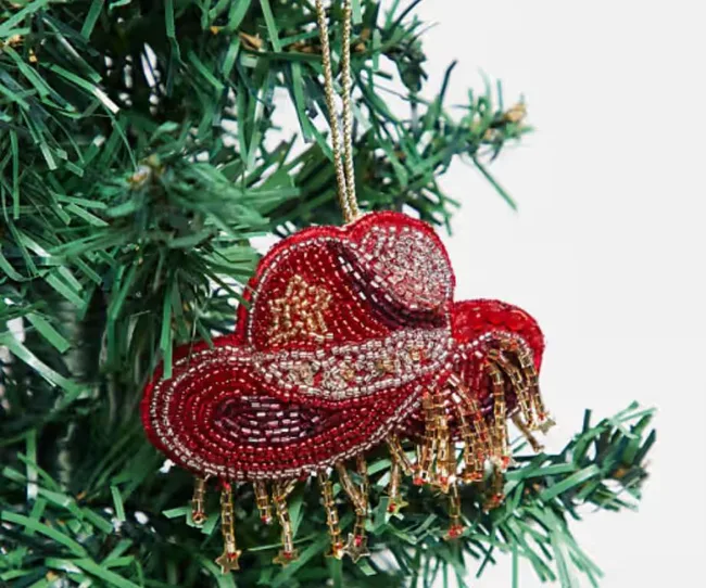 Red cowboy hat ornament