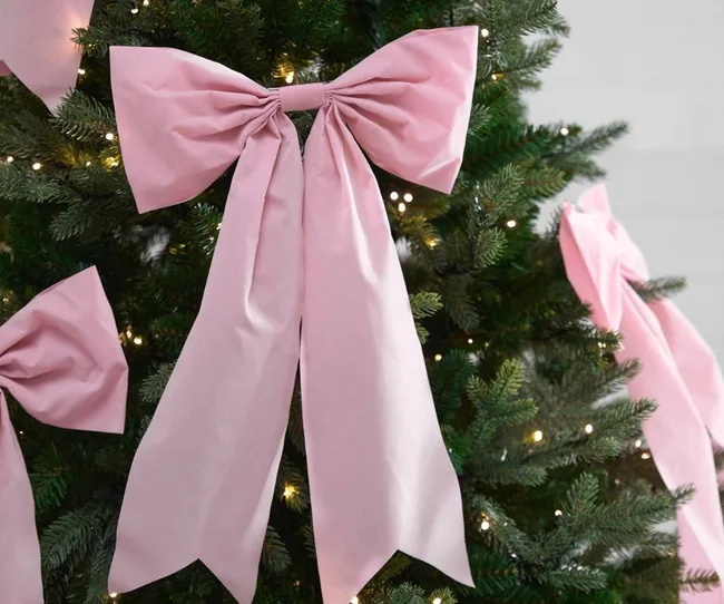 Large pink bow Christmas decoration