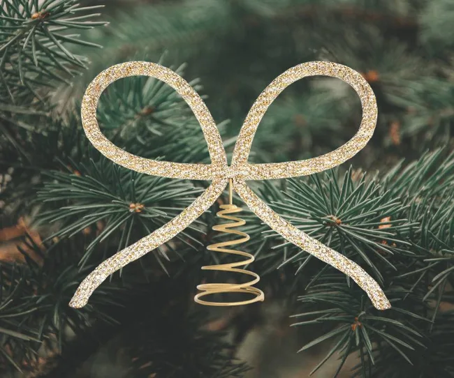 Gold bow Christmas tree topper