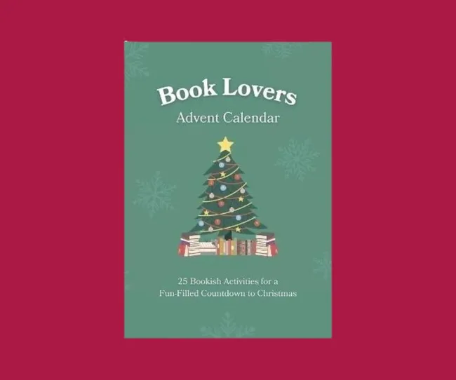 Book lovers advent calendar against a hot pink background