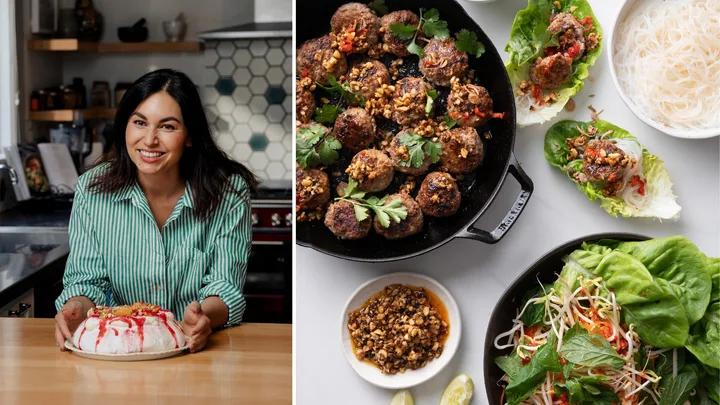 Nadia Lim and her dish Charred Meatballs with Peanut Chilli