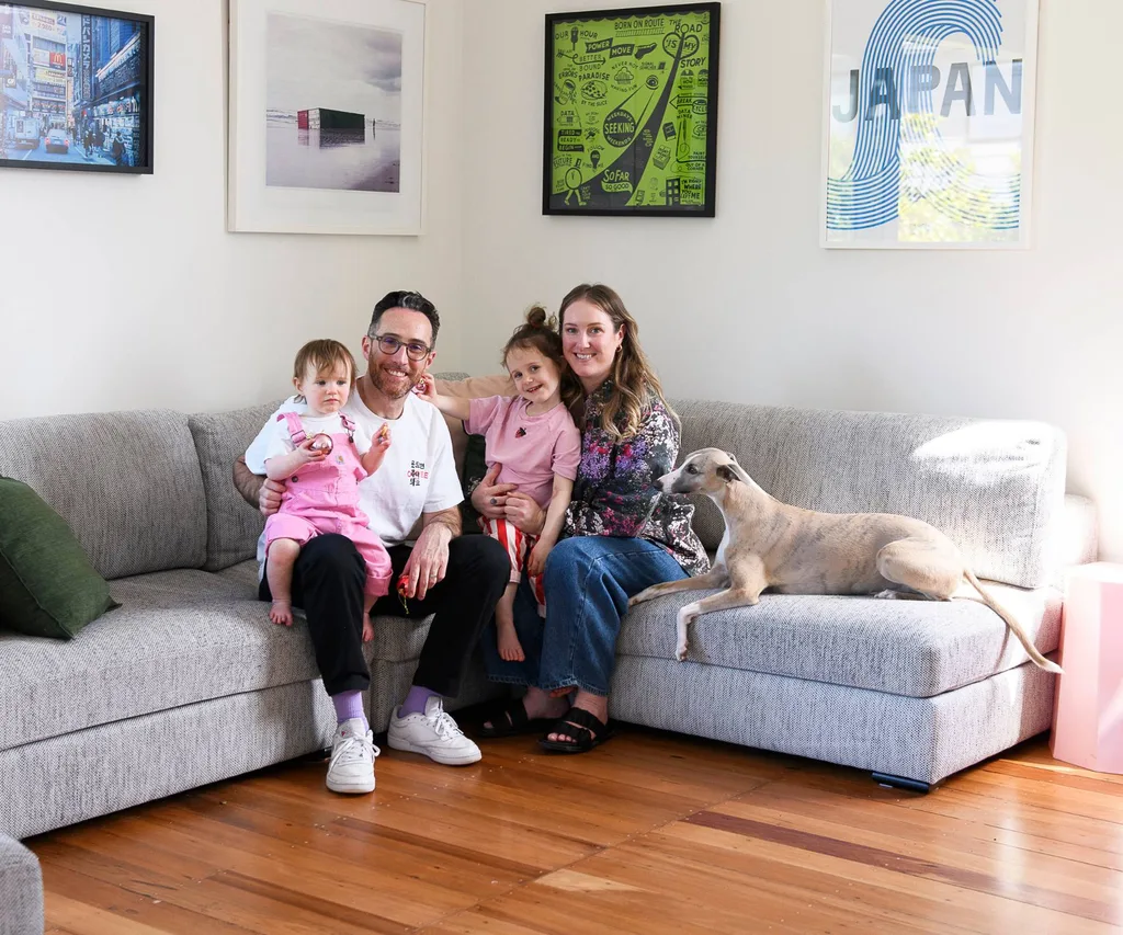 Sian Hill with her husband Hagen and daughters Gwen and Marni, plus dog Kenzo
