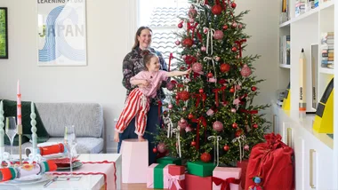 Sian Hill decorates her renovated Glenfield villa in pink and red for the festive season