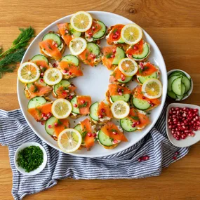 Corn & ricotta fritters with smoked salmon & lemon creme fraiche