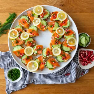 Corn & ricotta fritters with smoked salmon & lemon creme fraiche