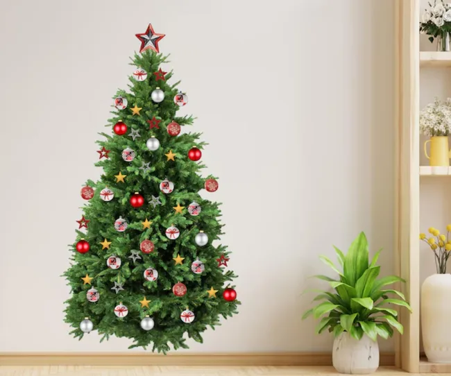 Christmas tree wall decal on white wall