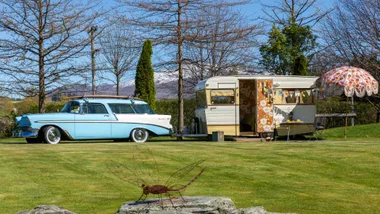 Build me up Butter Cup: These classic car enthusiasts take to the road with their butter yellow caravan