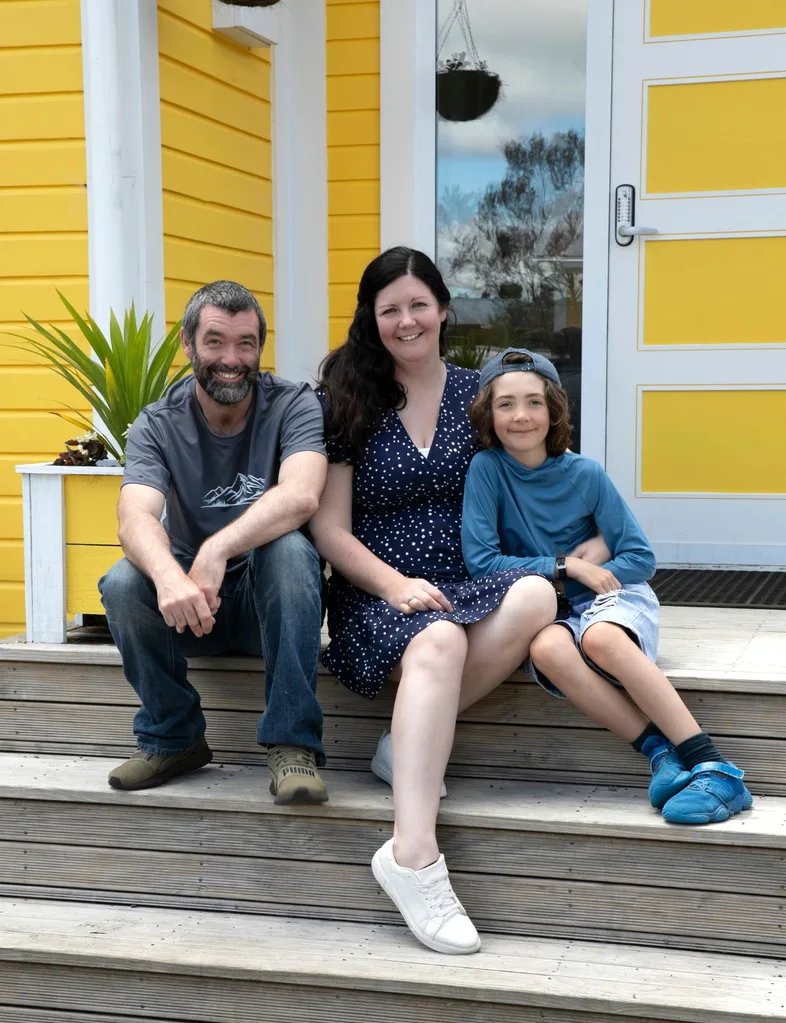 Waimarino homeowners Dave Murphy and Siobhan McKenna-Murphy with their son Daithi Og