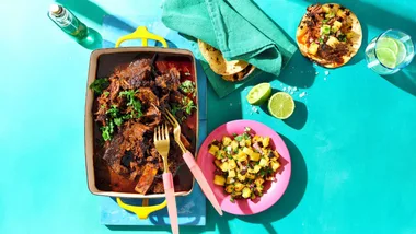 Birria beef short ribs with charred pineapple salsa