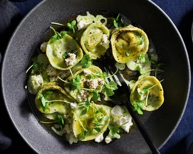 Leek and goat's cheese tortellini with fennel sauce