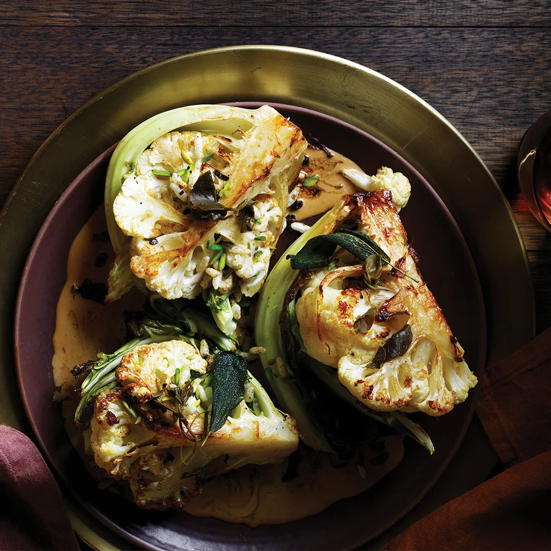 Roasted cauliflower with miso cream