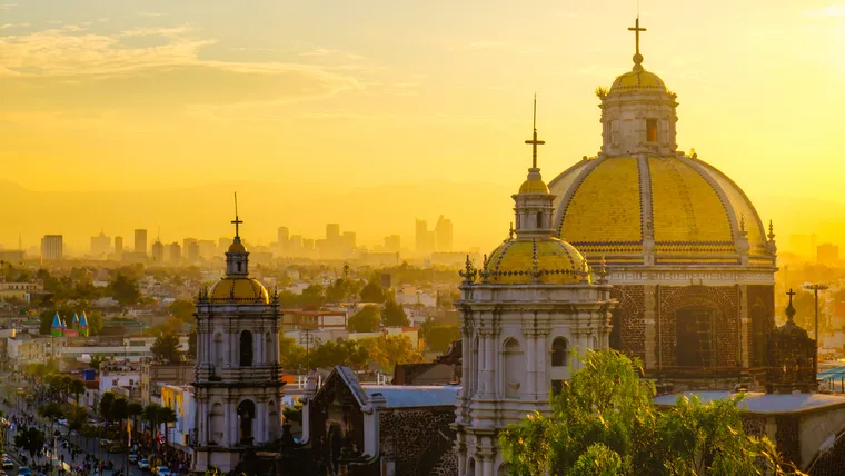 view of Mexico city at sunset