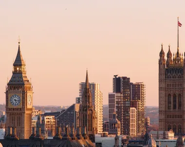 london skyline at sunset