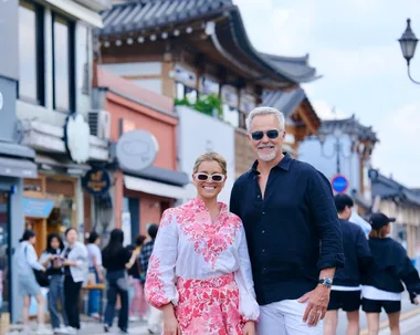 Holly Kingston and Cameron Daddo in Osaka.