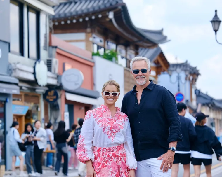 Holly Kingston and Cameron Daddo in Osaka.