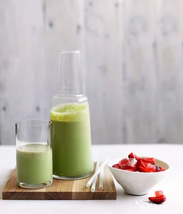 Basil smoothie with strawberries and Turkish delight