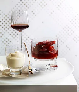 Slow-baked quince, Pedro Ximénez gelée and whipped Catalan cream