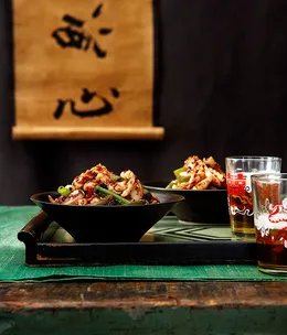 Stirfried calamari with chilli and black bean sauce