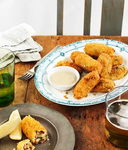 Jamón and herb croquettes