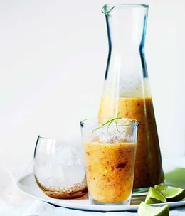 Peach, lime and cachaça slushie