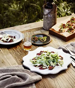 Shaved asparagus, Manchego and cured beef salad