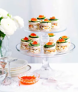 Crab and cucumber cocktail sandwiches