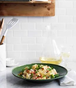 Fusilli with zucchini flowers and ricotta salata