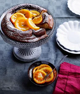 Olive oil and vin santo torta with candied oranges