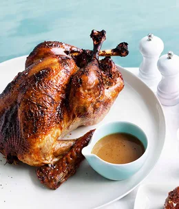 Roast turkey with freekah and pancetta stuffing