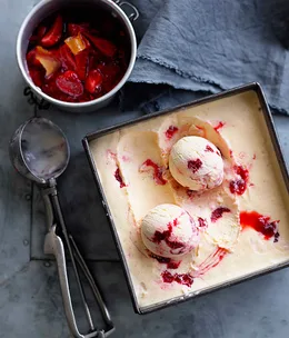 Strawberries and cream semifreddo